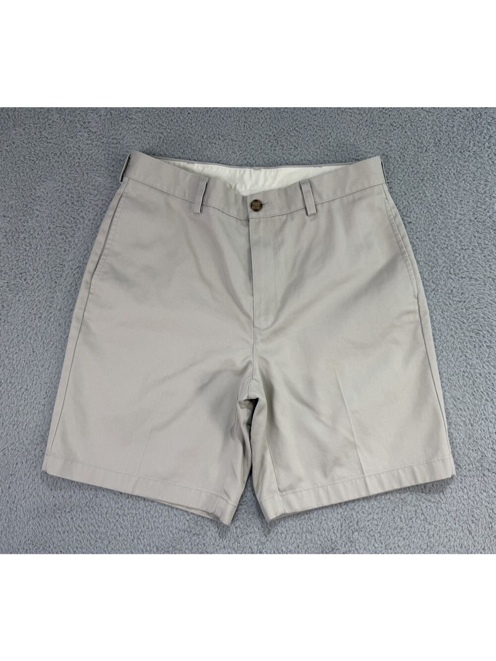 L.L. Bean Chino Shorts Khaki Cotton Natural Fit Flat Front 8” Mens Sz 31
